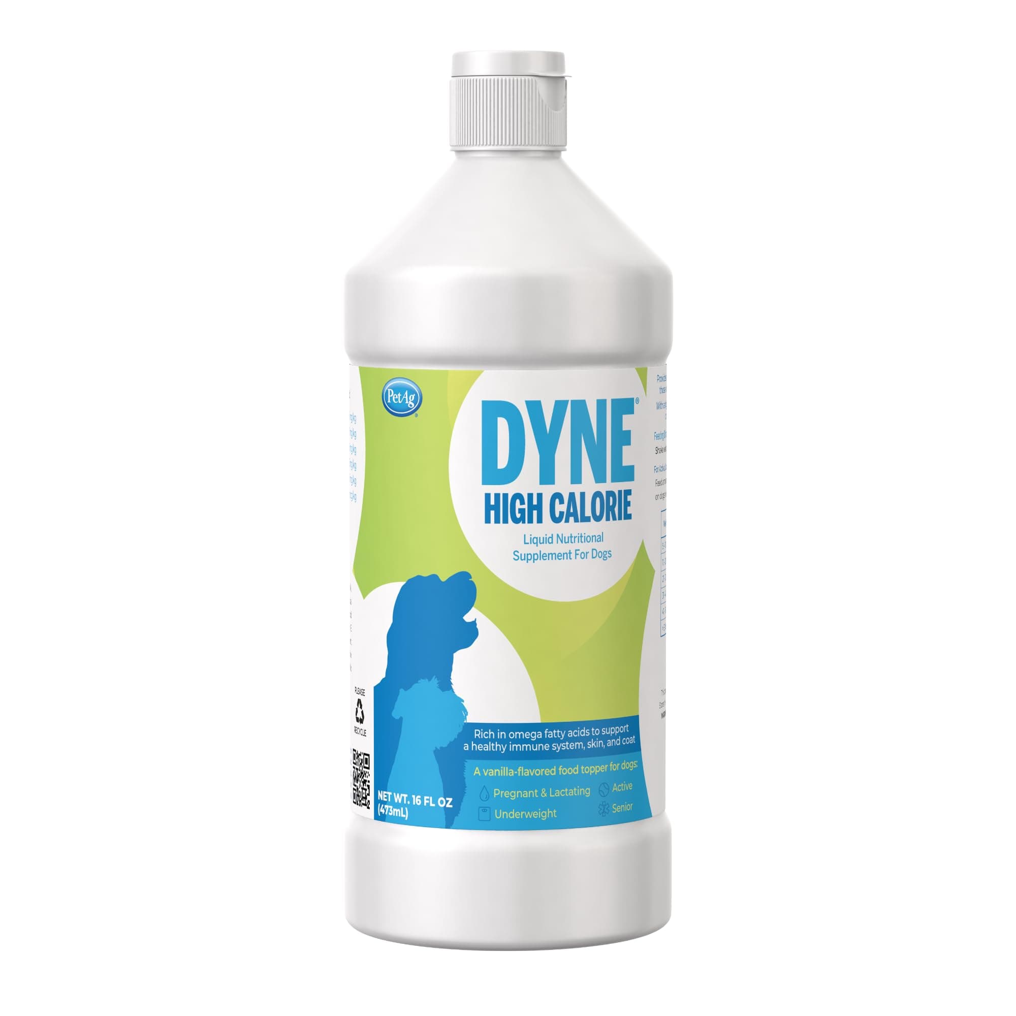 PetAg Dyne High Calorie Liquid Nutritional Supplement for Dogs & Puppies 8 Weeks and Older - 16 oz - Supports Performance and Endurance - Sweet Vanilla Flavor