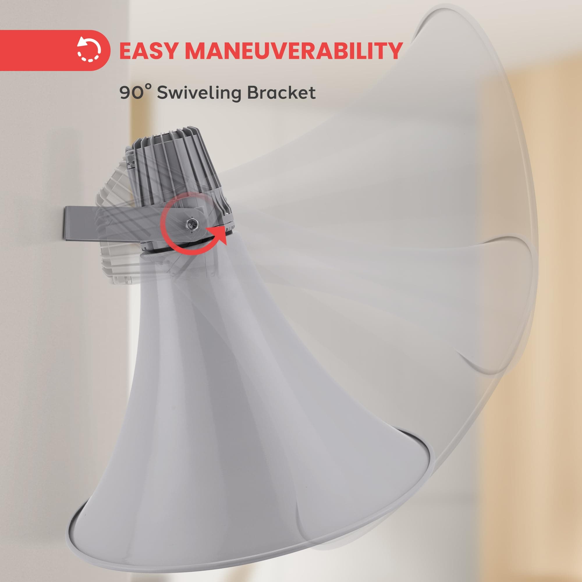 Pyle Indoor Outdoor PA Horn Speaker - 19.5" 100W Power Compact Loud Sound Megaphone w/ 400Hz-5KHz Frequency, 16 Ohm, 100V/70V Transformer, Mounting Bracket - 100V/70V Audio System - PyleHome PHSP20