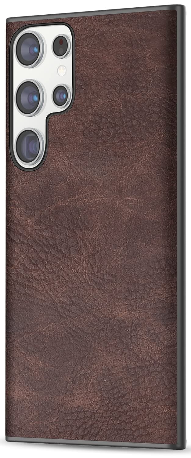 SALAWAT Galaxy S23 Ultra Case, Slim PU Leather Vintage Shockproof Phone Case Cover Lightweight Soft TPU Bumper Hard PC Hybrid Protective Case for Samsung Galaxy S23 Ultra 6.8 Inch 2023 (Dark Brown)