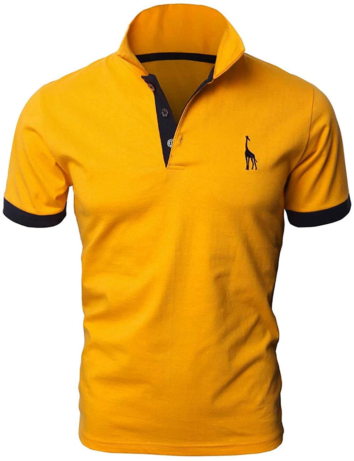 – Mens Polo Shirts Short Sleeve Giraffe Embroidery Golf T-Shirt S-3XL