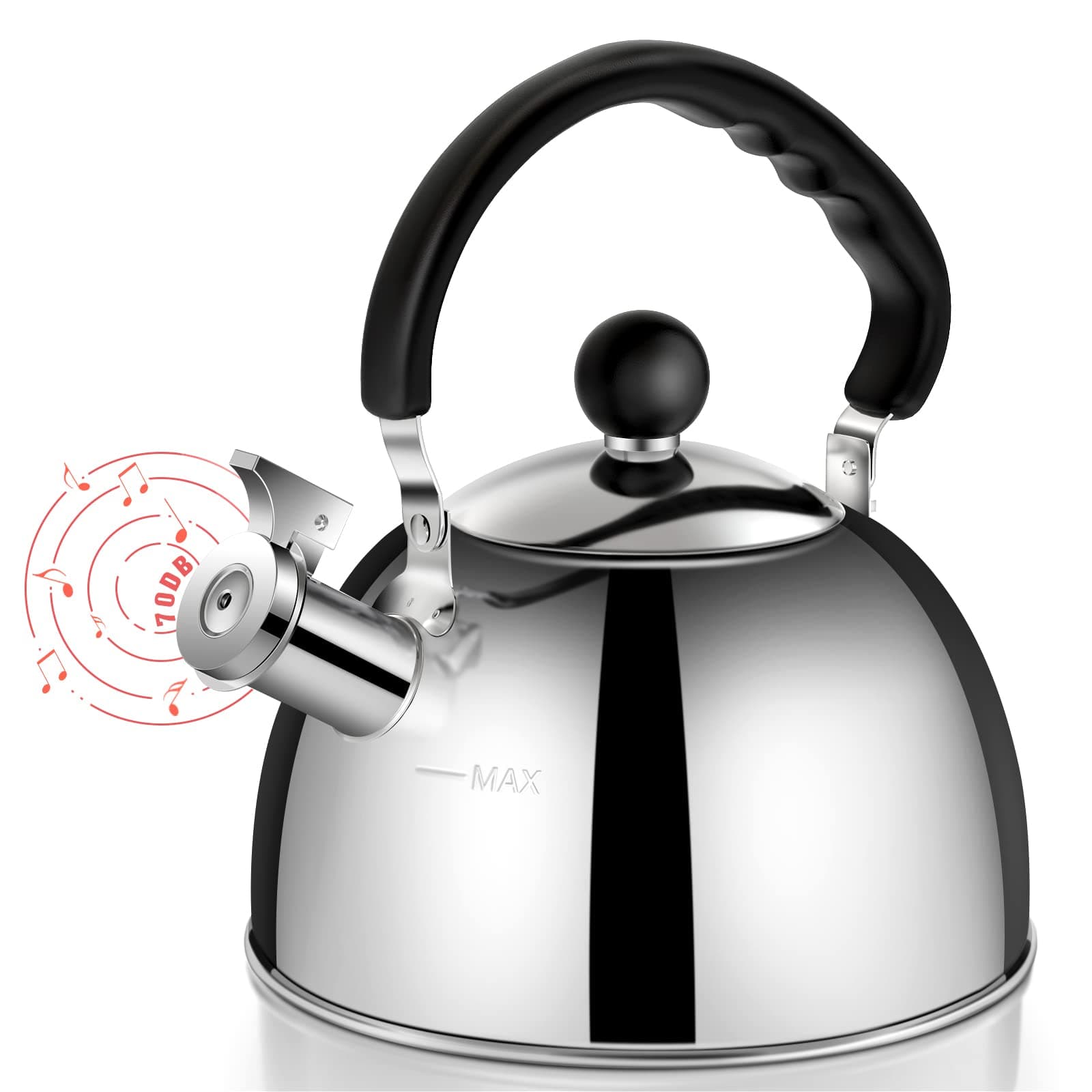Tea Kettle, 2 Quart Tea Kettle Stovetop, Stainless Steel Whistling Teakettle Tea Pots for Stove Top with Ergonomic Folding Handle, Small Teapot, Water boiler for Tea, Coffee, Mirror Finished