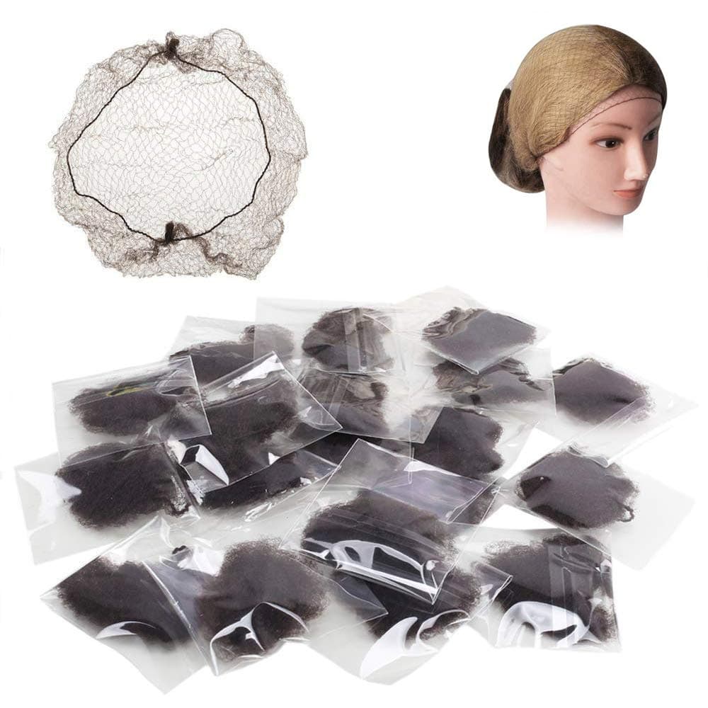 ZittopHair Nets Invisible Mesh Hair Bun Net Cover Hair Weaving Bulk Net 50cm Elastic Edge Hairnets for Cooking Ballet Dance Horseriding (20pcs)