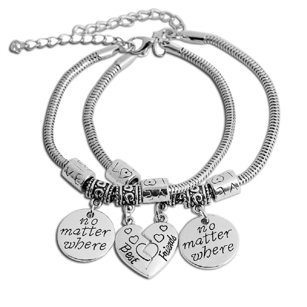 LynmalrityInfasea Best Friend Gift Charm Bracelet - 2 PCS Stainless Steel Expendable Inspirational Bangle Bracelets