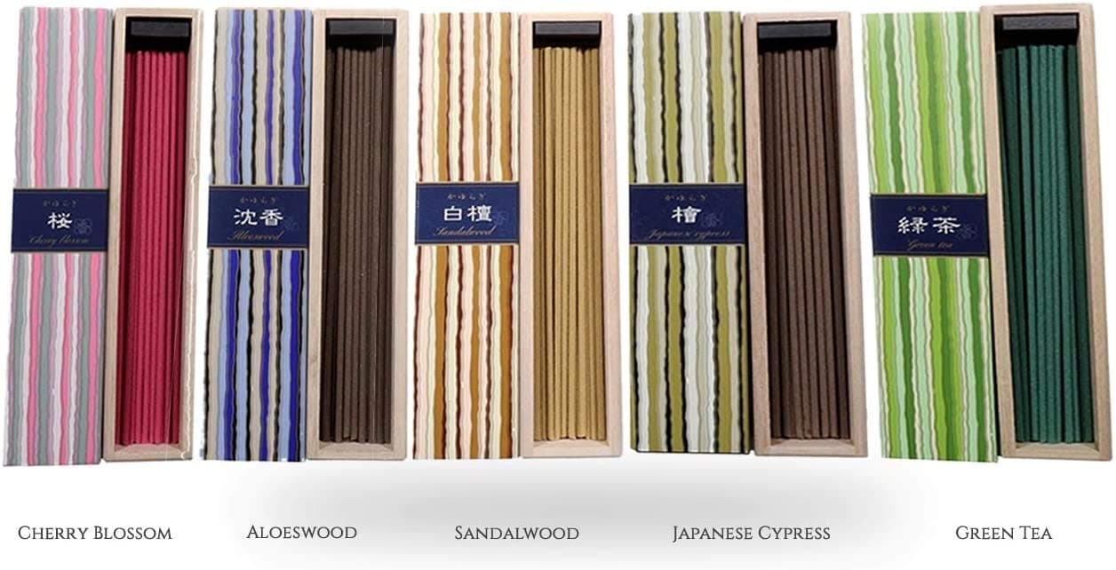 日本工堂 かゆらぎお香コレクション - 日本クラシックバンドル40x5 - フローラルとアロマウッドの香り リラクゼーション、瞑想、祈り、読書、ヨガに - クリーンな燃焼、ピュアな香り