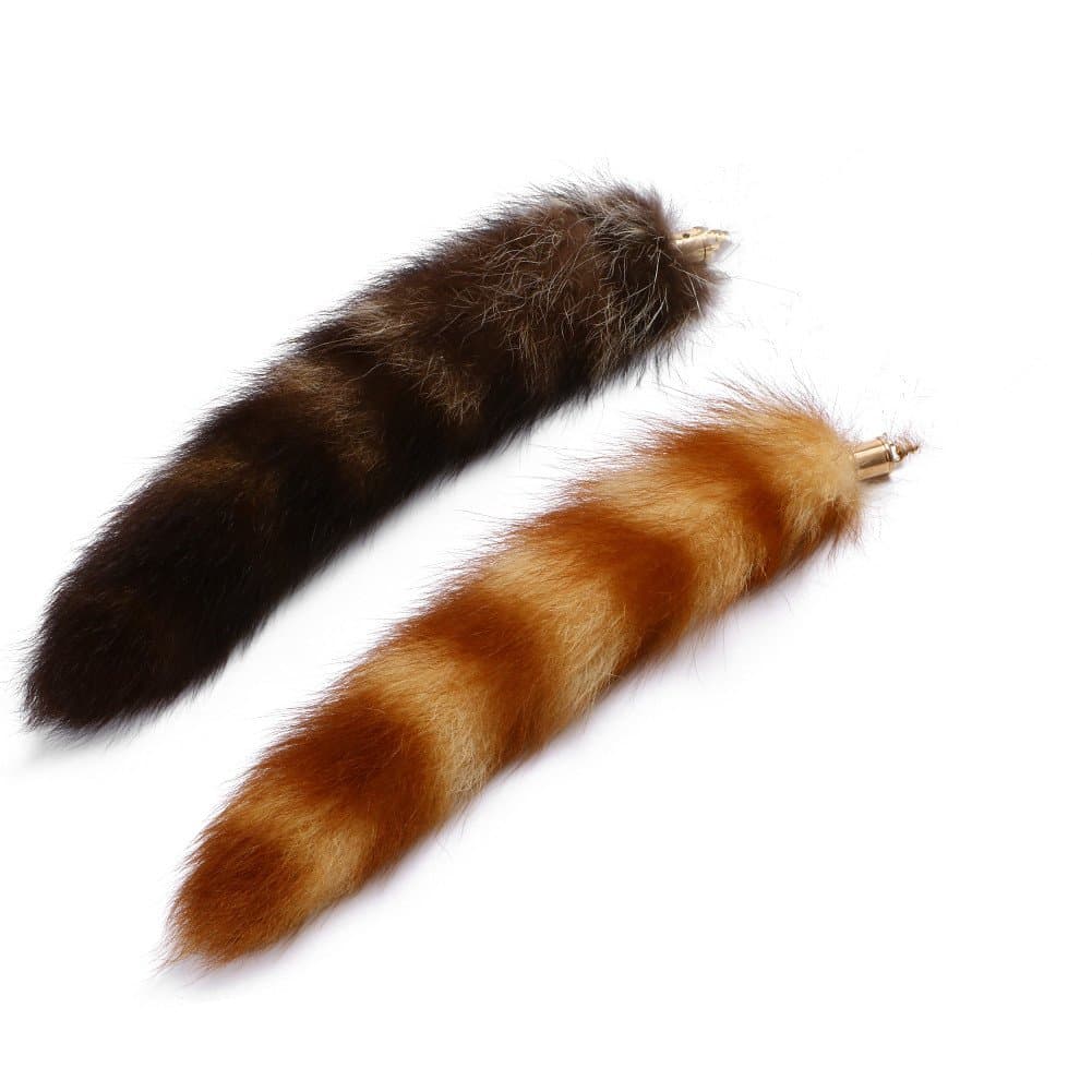 Omlopp Raccoon tail fox tail +yellow raccoon fox tail 10-12in
