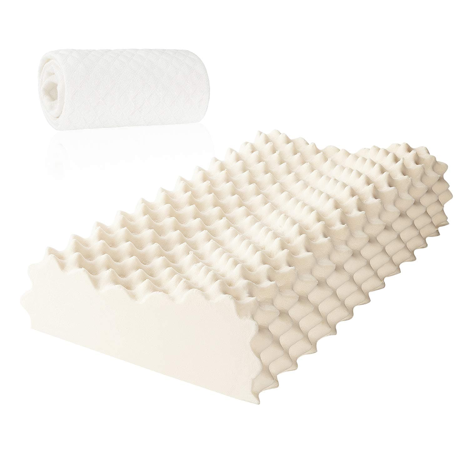 POPRUN Cervical Orthopedic Pillow,Massage Design Luxury Natural Latex Pillow for Neck Support Pain Relief with Washable Zipper Removable Cover 60 x 35 cm