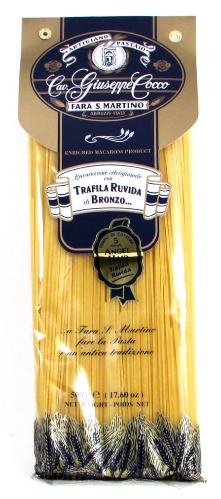 (4 pack) Angel Hair Artisan Pasta hand-made slow dried in 500g bags from Italy