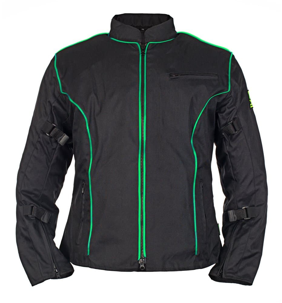 Armor Motorcycle Racing Kevlar Waterproof Jacket (XL, Green Piping)