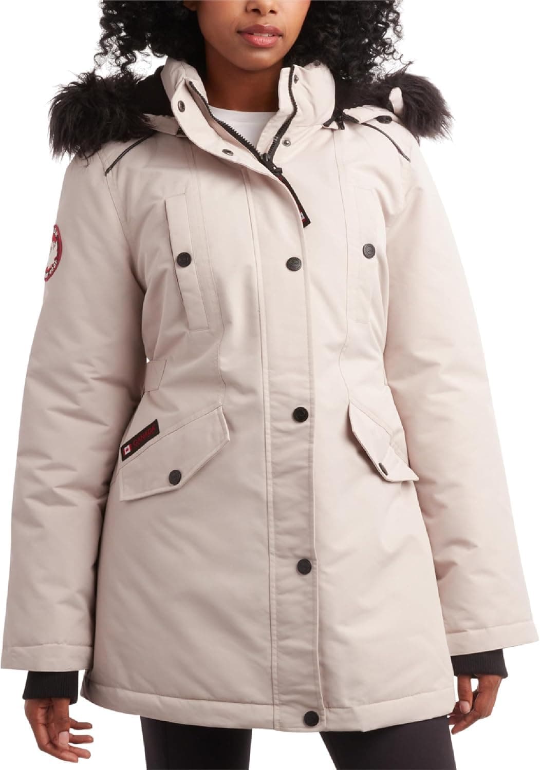 Women's Winter Coat - Stadium Parka Jacket, Fur Trim Hood (S-3XL)