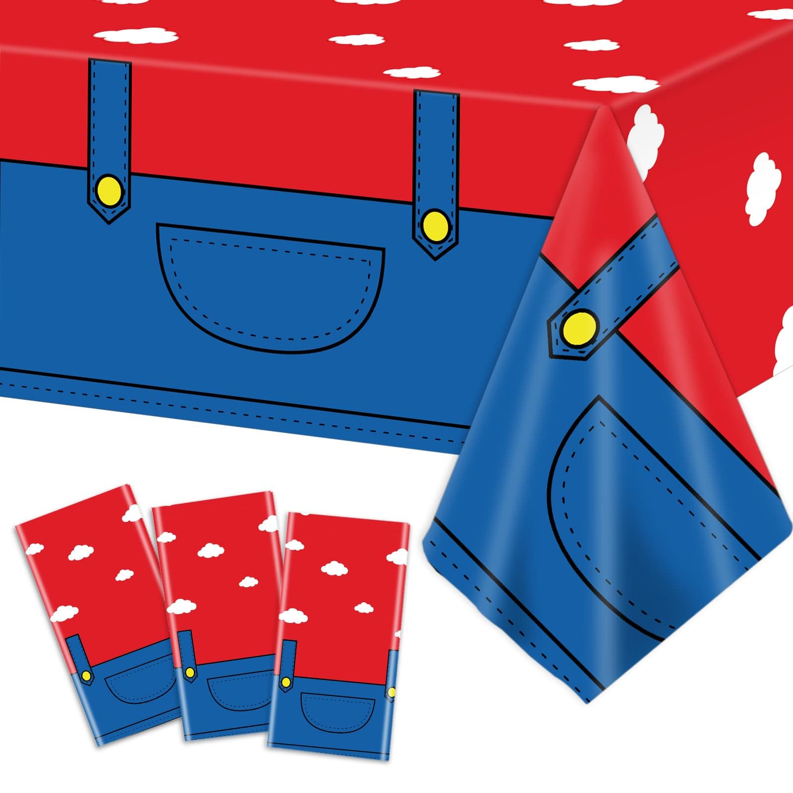 3 Pieces Super Brother Games Party Tablecloth Plastic Super Video Games Tablecover Super Bros Birthday Table Cloths Cartoon Games Theme Party Decoration for Kids Birthday Baby Shower 108 x 54 Inch