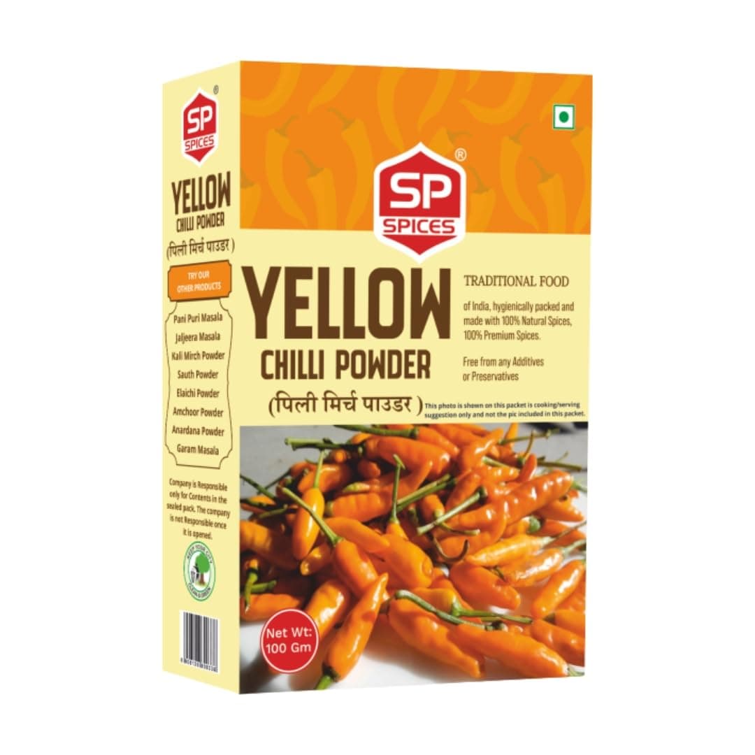 SP SPICES Organic Yellow Chilli Powder (100 gm) - Pure & Natural, No Preservatives