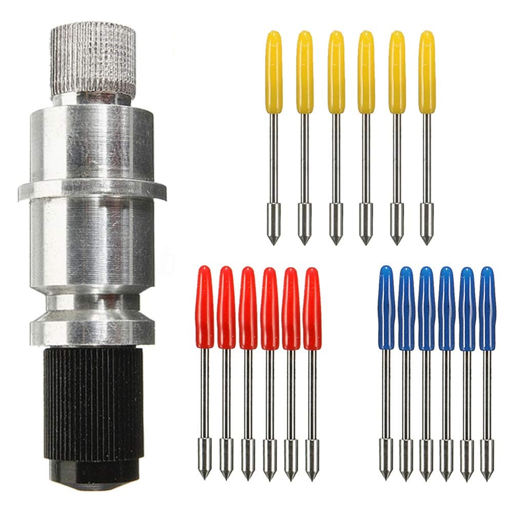Blade Holder Base with 18Pcs Cutting Blades (30/45/60 Degree) for Silhouette Cameo 1 2 3/Portrait/Curio/Graphtec 6000/CE 5000-60 Plotter
