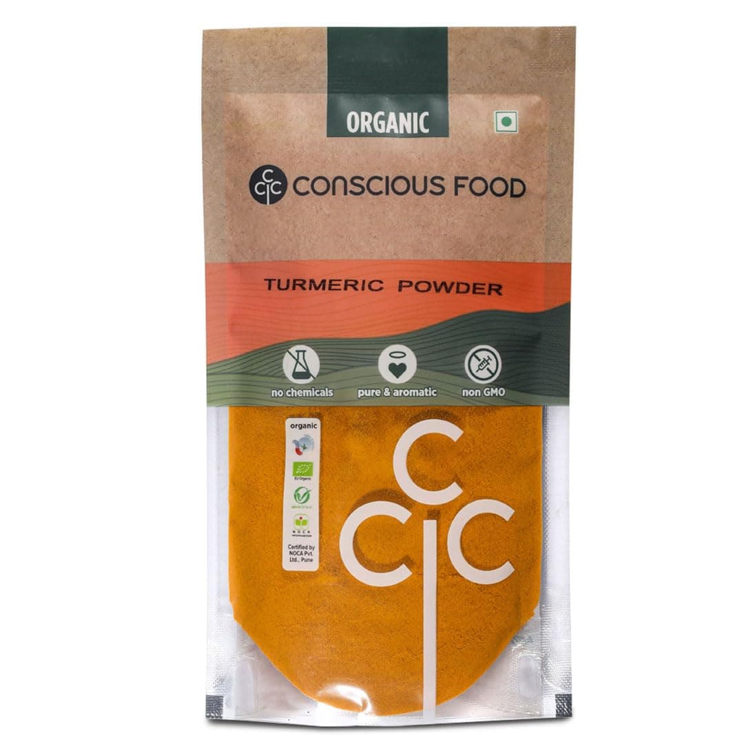 Conscious Food Turmeric Powder | 200g | Certified Organic | Antioxidant & Anti-Inflammatory | Iron-Pounded | Pure Haldi