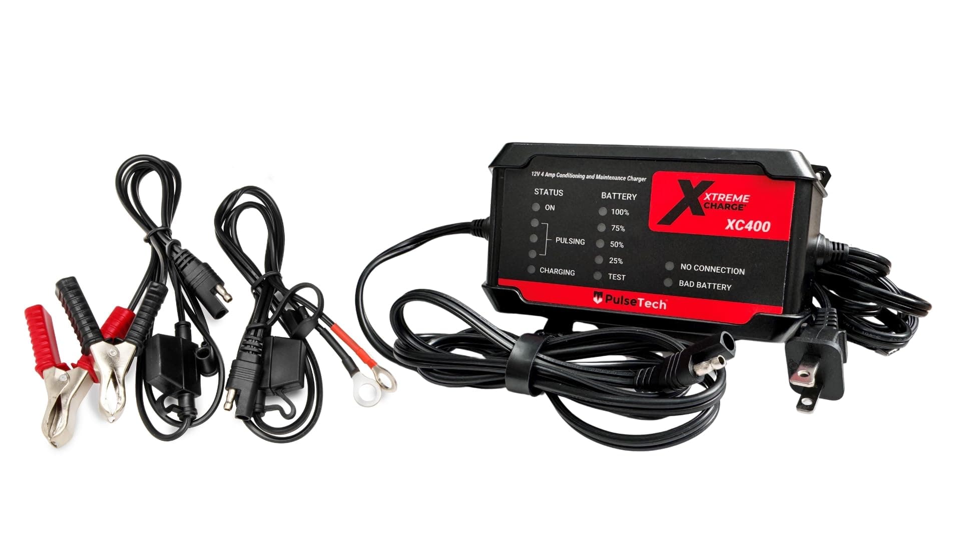 PulseTech XC400 Xtreme Charge 4 AMP Smart Battery Charger Maintainer, Trickle Charger | Test, Charge, Condition and Maintain All Types of 12V Lead-Acid Batteries