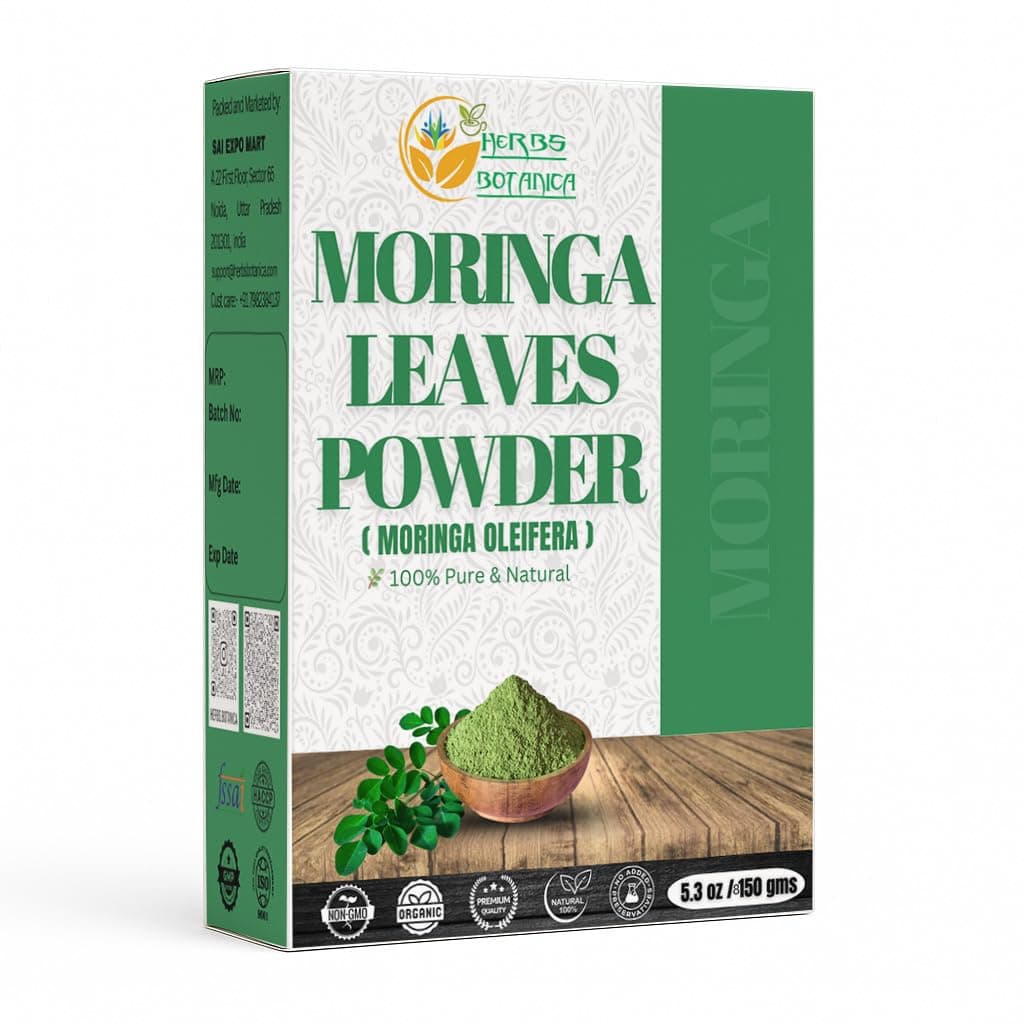 Herbs Botanica Moringa Leaf Powder Organic Leaves oleifera Pure Premium Indian Powder Natural Fresh Morning Drink Vitamins and Immune Vitamin Superfoods 5.3oz Pack