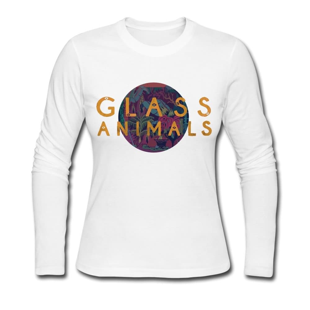 Clothing Women's Glass Animals Rock Band Long Sleeve T-Shirt White
