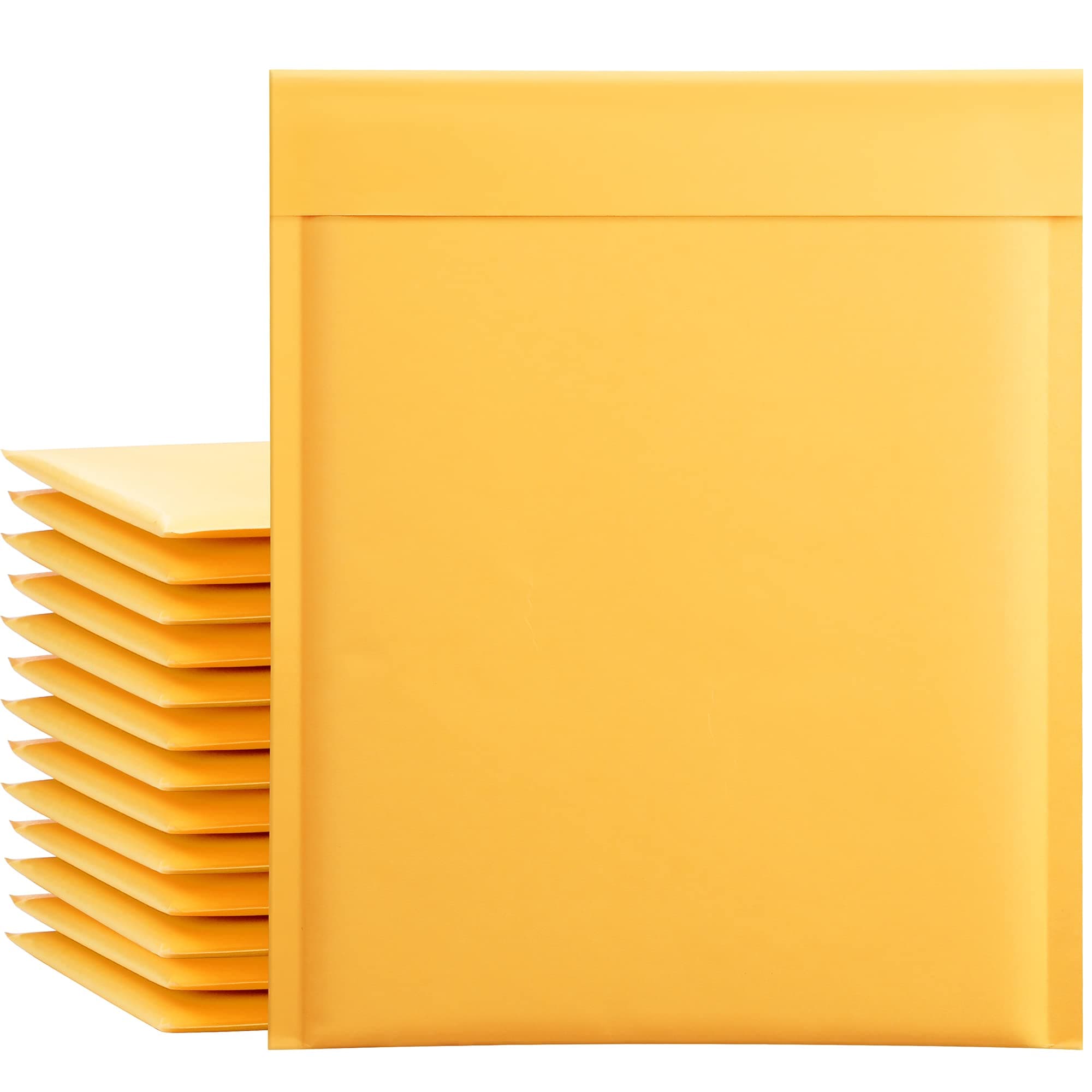 UCGOU Kraft Bubble Mailers 8.5x12 Inch 25 Pack Usable Size 8.5x11 Inch Yellow Padded Envelopes #2 Medium Mailing Packages Self Sealing Tear Resistant Boutique Bulk Shipping Bags for Makeup Supplies