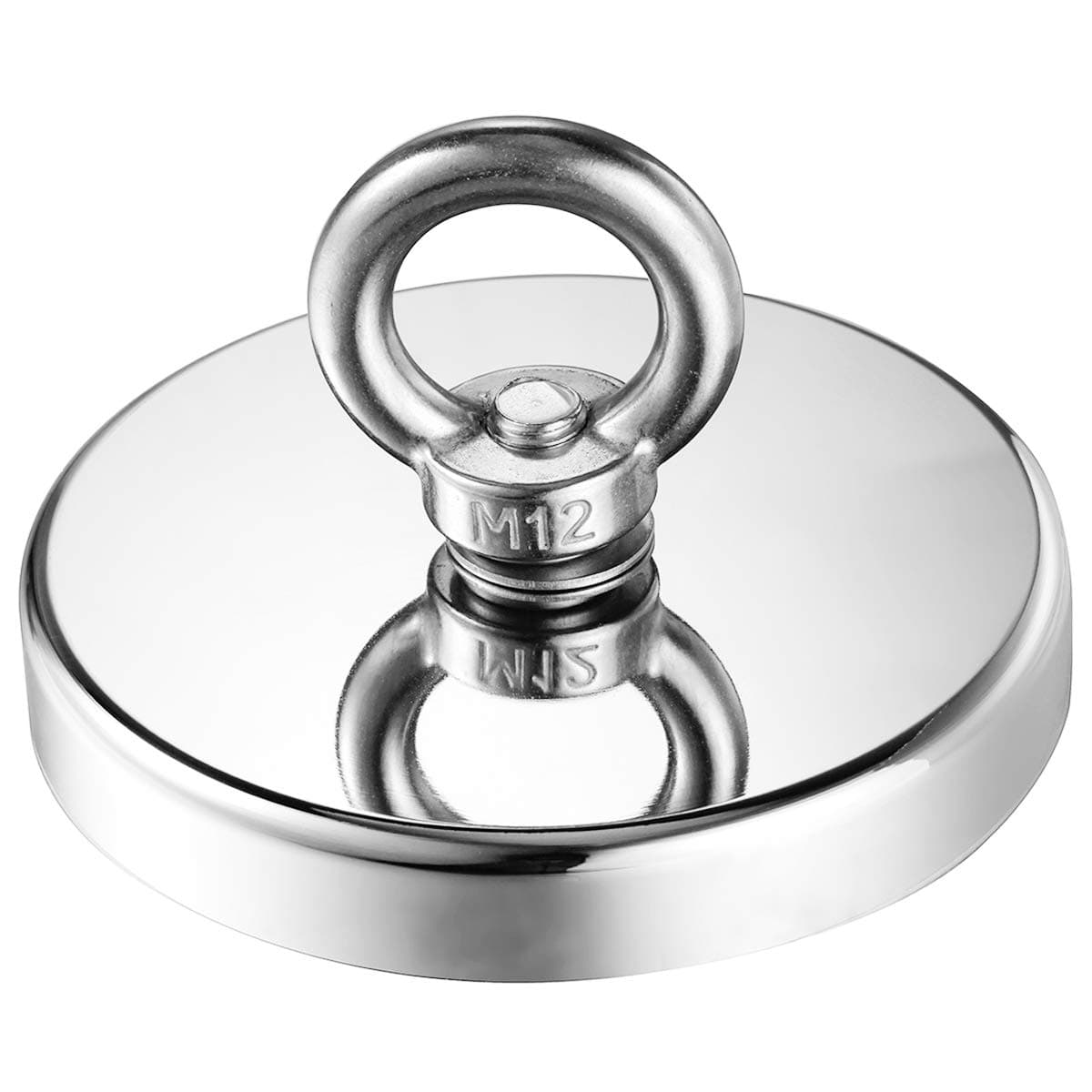 Wukong 1144LBS(520KG) Pulling Force Magnetic,Diameter 4.72INCH(120mm),Grade N52 Round Neodymium Magnet with Eyebolt and Countersunk Hole,Great for Magnet Fishing and Salvage in River