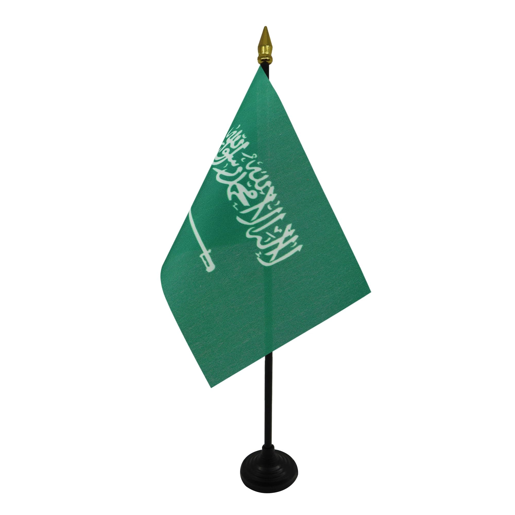AZ FLAG Saudi Arabia Table 4'' x 6'' - Saudi Arabian Desk 15 x 10 cm - golden spear top -