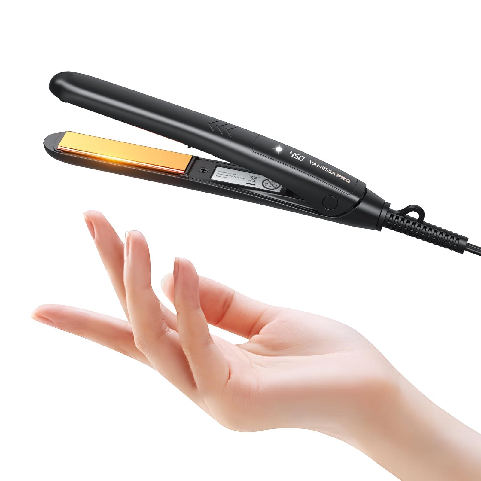 Mini Flat Iron Hair Straightener, Small Flat Irons for Short Hair, Travel Curling Iron Dual Voltage for Europe(0.7-inch)