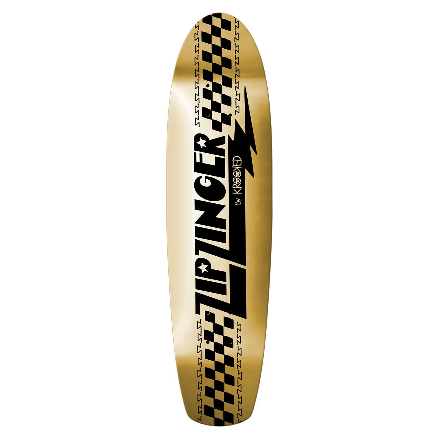Krooked Skateboard Deck Zip Zinger Gold Foil 7.75" x 30.3"