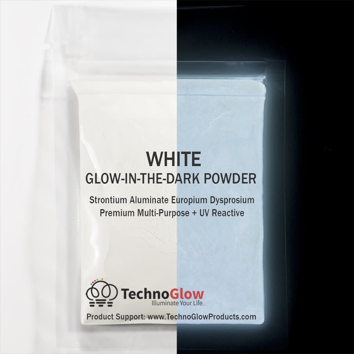 Glow in the Dark & UV Reactive Powder - Multipurpose PRO-Series Natural White, 1 Ounce (28g)