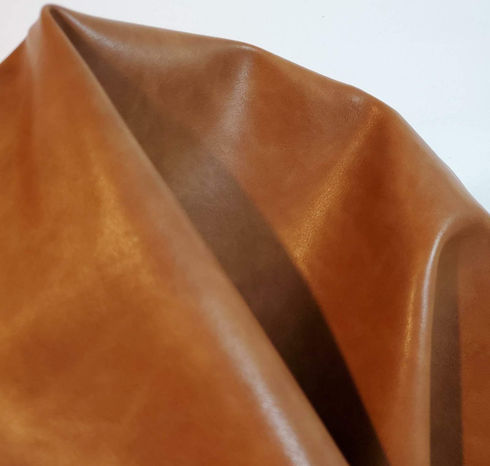 NAT Leathers | British Tan Two Tone Soft Faux Leather Upholstery Fabric (Peta Approved Vegan) | Synthetic PU Pleather 0.9mm Cut by The Yard | Mid Brown 1 Yard (36"x54")
