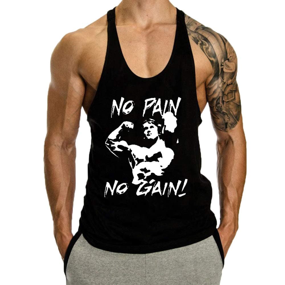 Men's Tank Top Workout Gym Muscle Shirt Y Back Fitness Bodybuilding Stringer Shirt