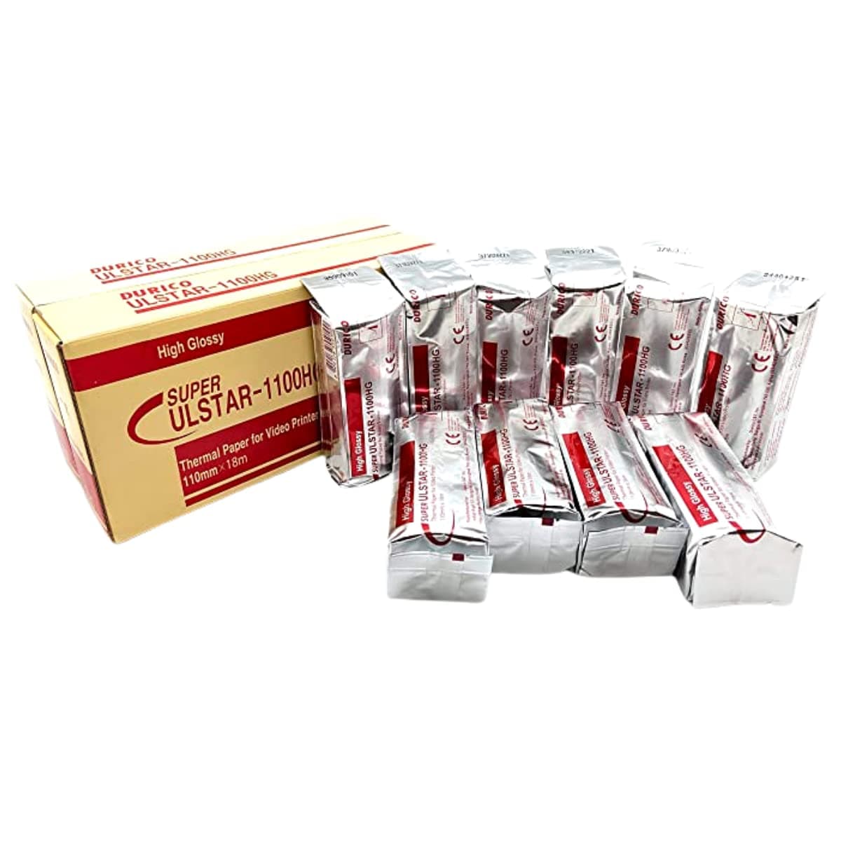 1100HG Compatible with Sony UPP-110HG High Gloss Premium Ultrasound Paper Film/Media, 110mm x 18m (Made in Korea) - 10 Rolls