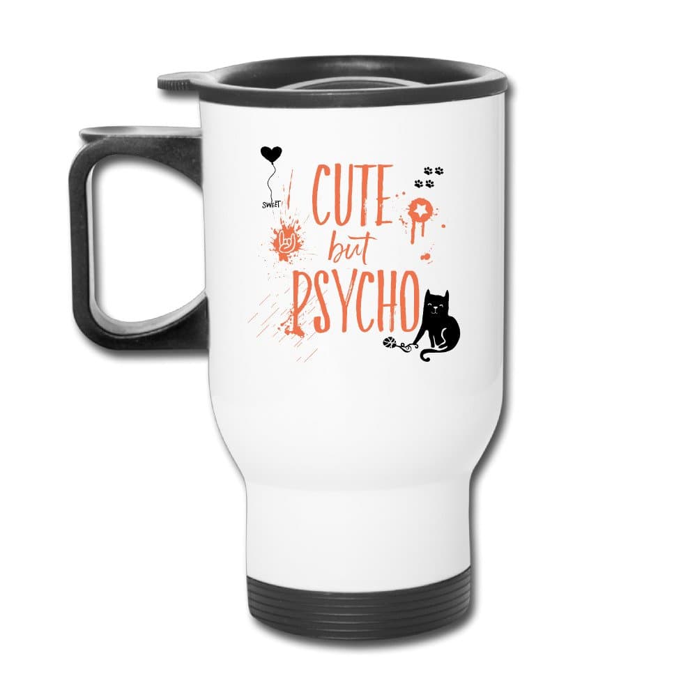 Cute But Psycho Cat Art Classic Cup Travel Coffee Mugs