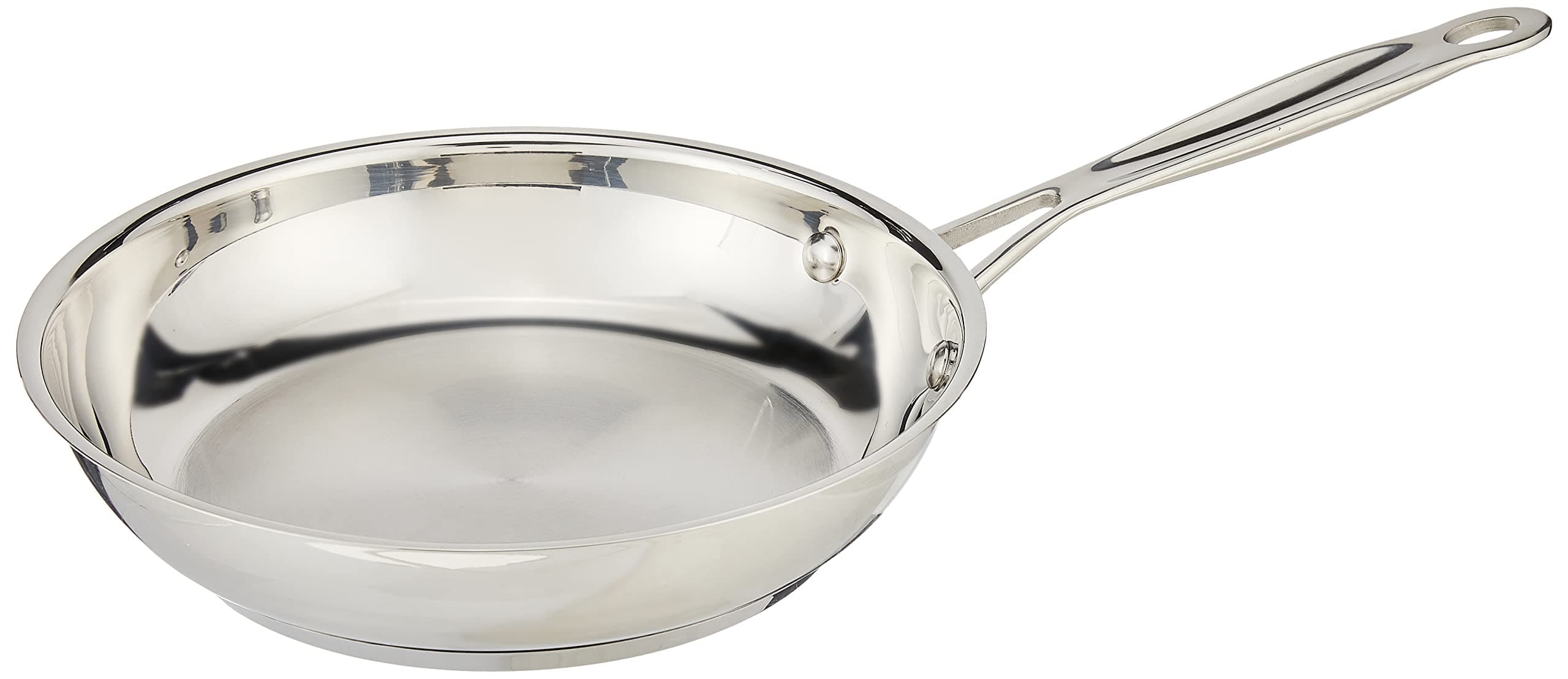 Cuisinart 8-Inch Open Skillet, Stainless Steel Skillet with Lid, Large Kitchen Pan, Dishwasher Safe, Compatible with Induction, Electric, Gas Cooktops, Oven Safe Saucepan, Cool Grip Handles