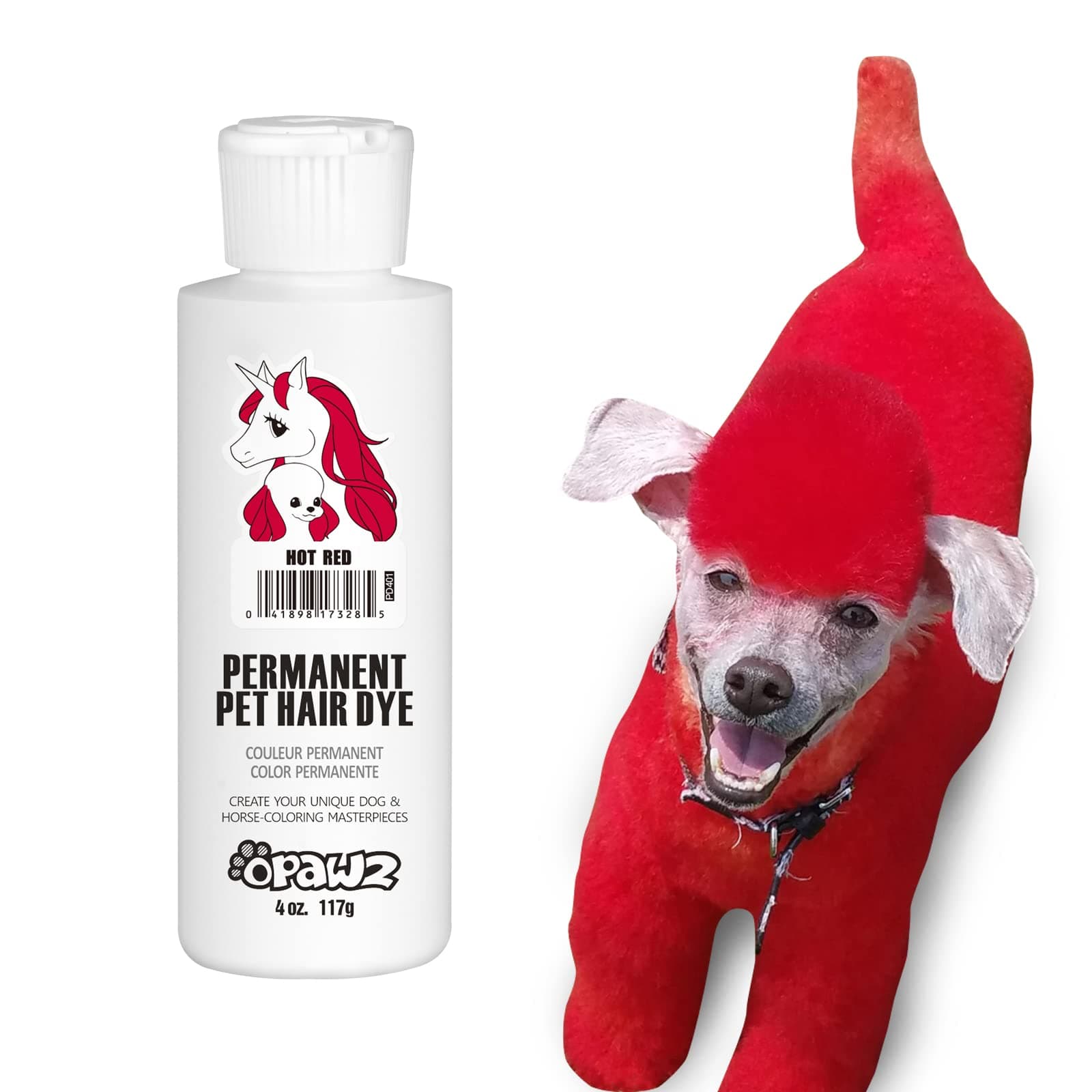 Permanent Dog Hair Dye, Pet Hair Dye Safely Used by Grooming Salons for a Decade, Pet Safe Dye Lasts Over 20 Washes, Bright Color for Dogs and Horses (Hot Red)