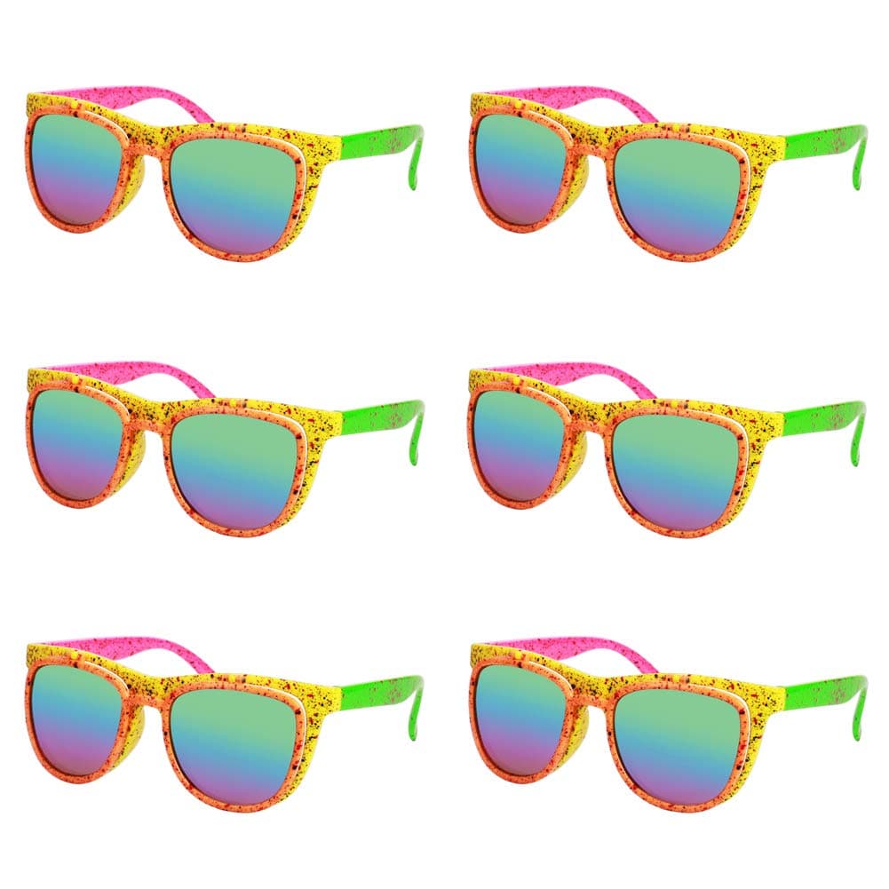 Birsppy Ocean Line 80's Neno Flip up Sunglasses - Double Lens Glasses, 90's Party Favors, Novelty Shades, Party Toys, Funny Costume Accessories for Kids & Adults 6 Pack