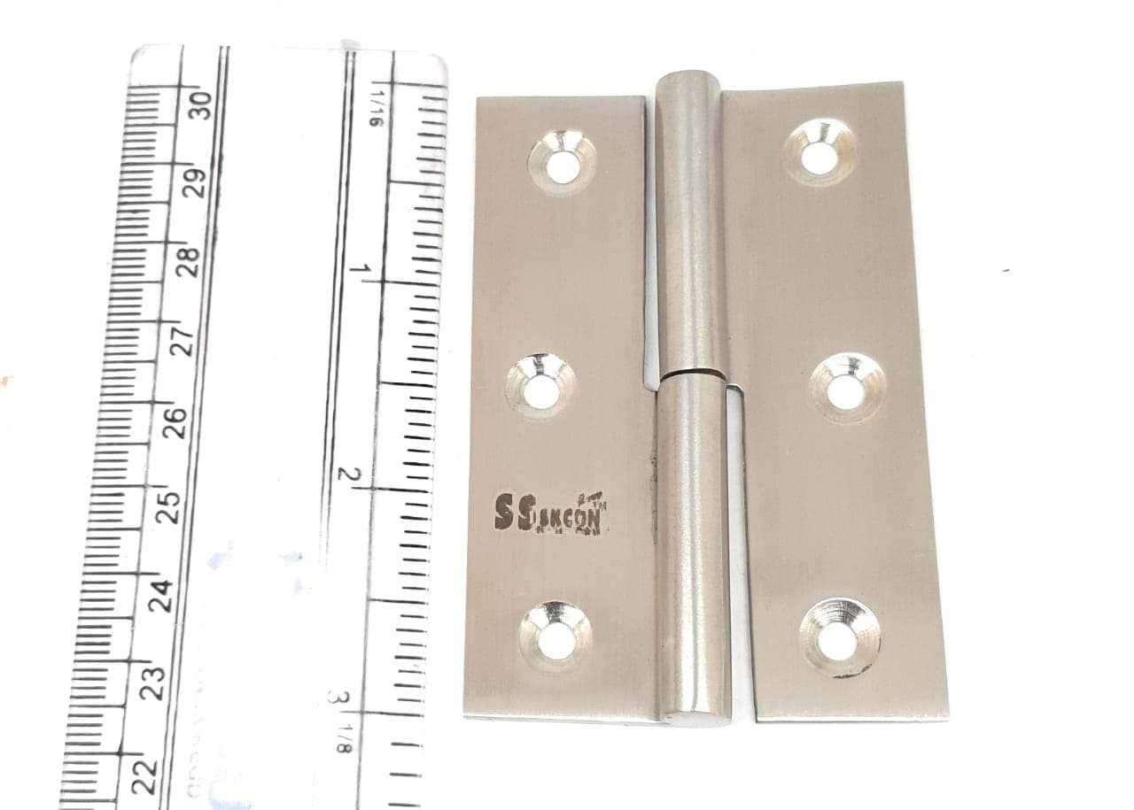 Ssiskcon 3inch Lift of Hinges Stainless Steel Detachable Loose Pin Door Hinges Satin 32D Left Side(Set of 2 Hinge with 12 Screws- Pack of 1