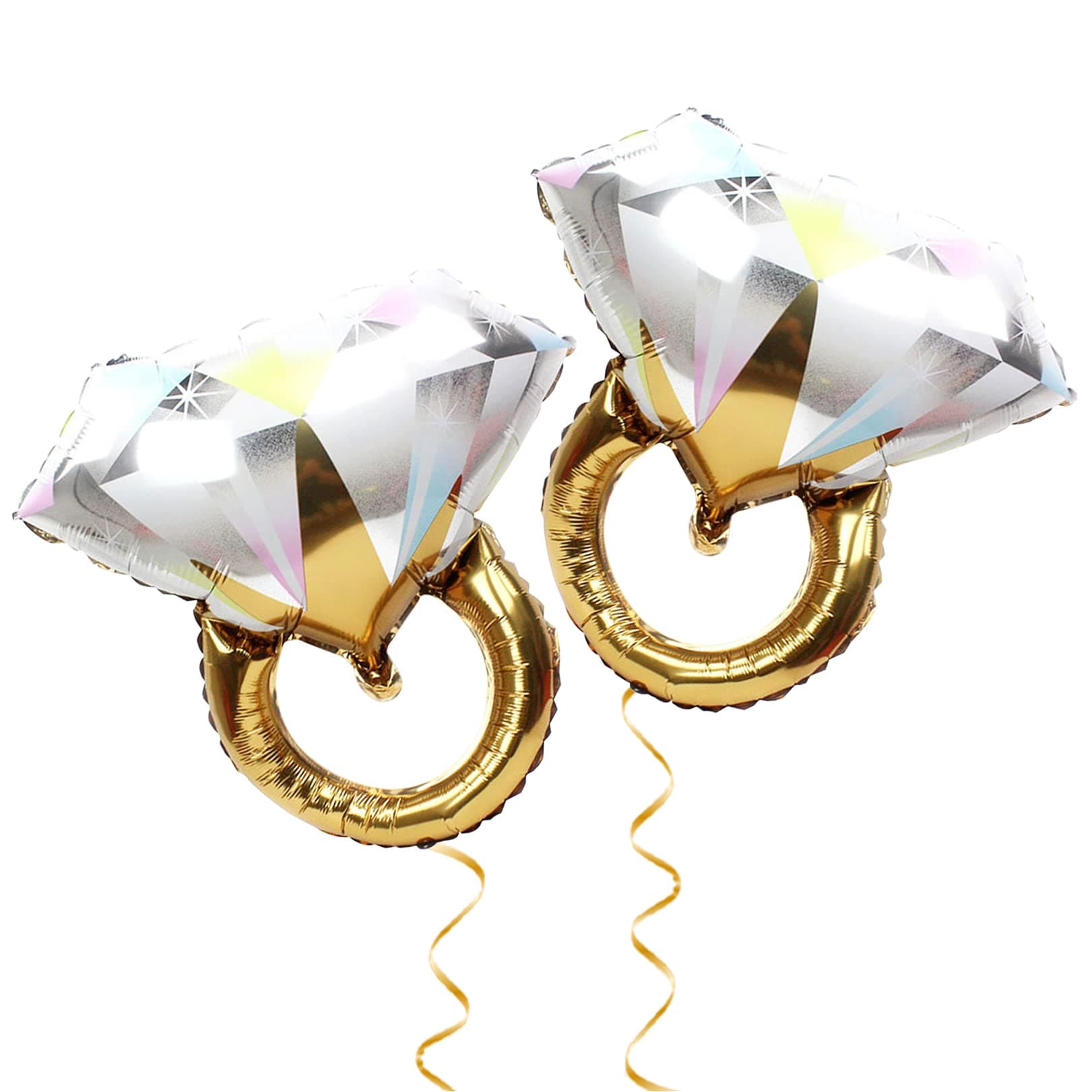2Pcs Diamond Ring Balloons,Diamond Ring Balloons Engagement Decorations Anniversary Bridal Shower for Romantic Wedding Bridal Shower Anniversary Engagement Party Decoration