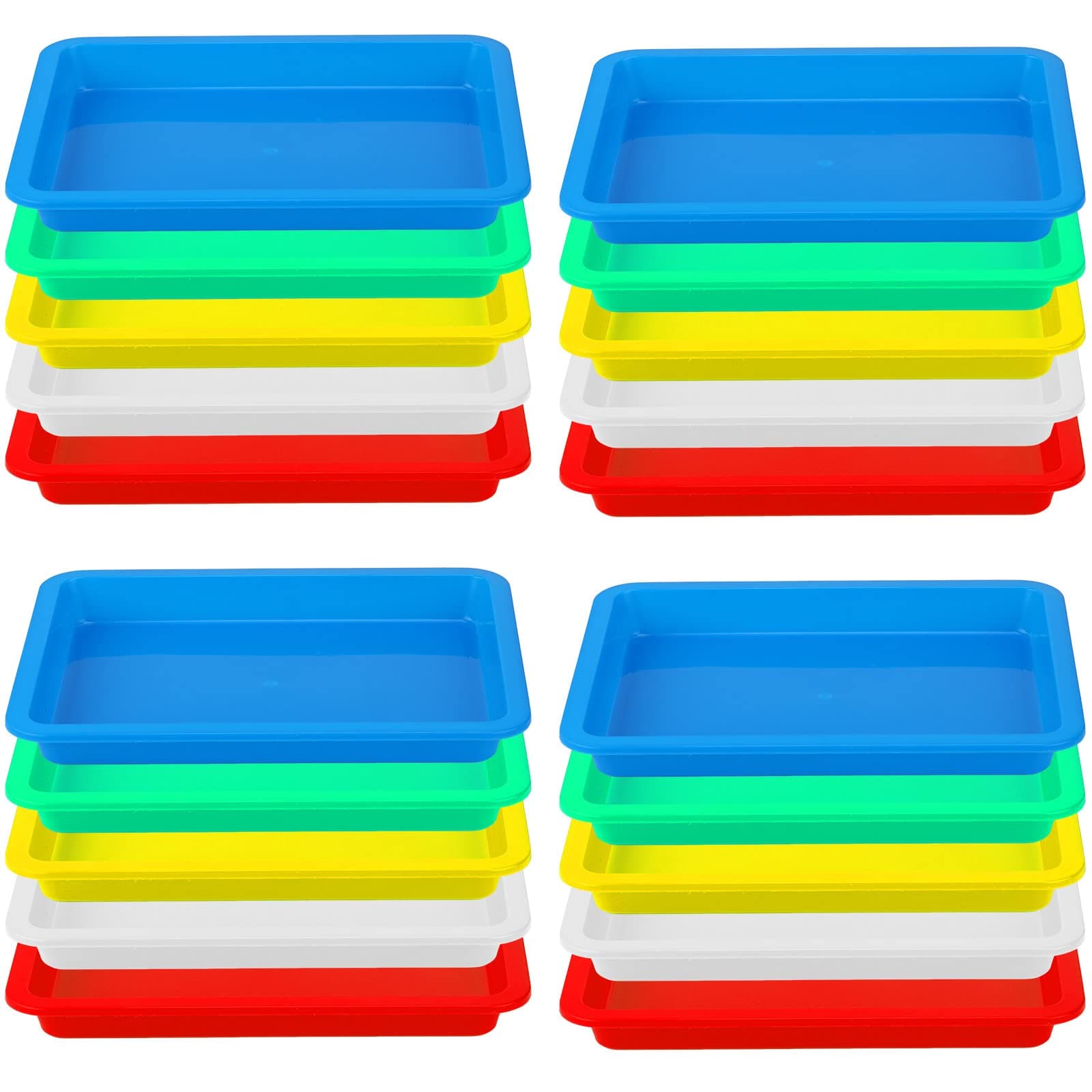 Mimorou 20 Pcs Plastic Art Sand Trays Multicolor Stackable Activity Sensory Tray Paint Mixing Crafts Organizer Serving Accessories for Kids DIY Bead Painting Projects (5 Colors 9.65 x 7.28 x 0.9 Inch)