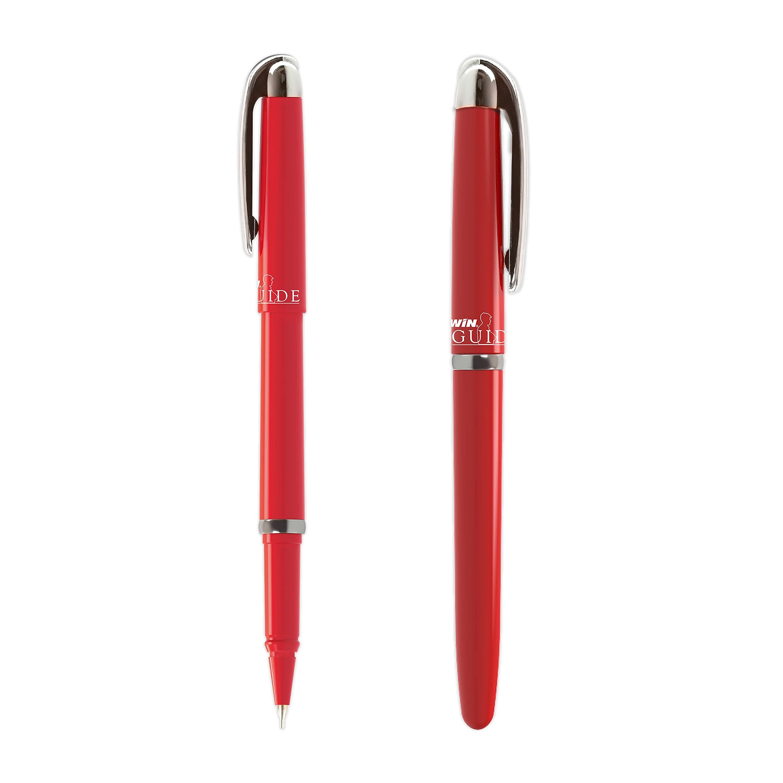 Guide Ball Pens | 20 Red Ink Pens | Stylish Metallic Clip | 0.6 mm Tip | Red Pens for Teachers | Smooth Writing Experience | Refillable Pen | Ideal for School, Office & Buiness | Perfect for Kids