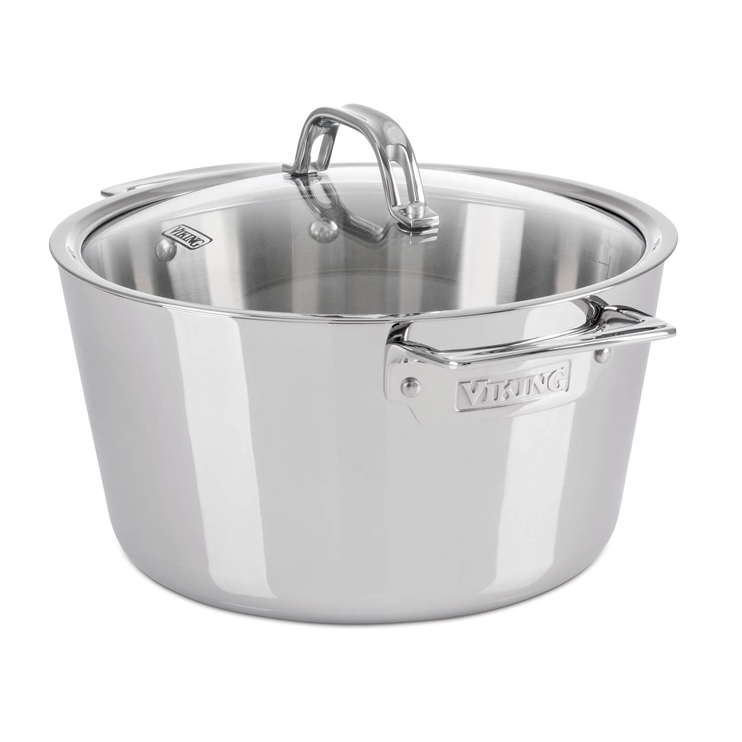 Contemporary 3-Ply Dutch Oven, 5.2 Quart Stainless Steel Cookware Pot with Glass Lid, Dishwasher and Oven Safe, Induction Ready, Silver
