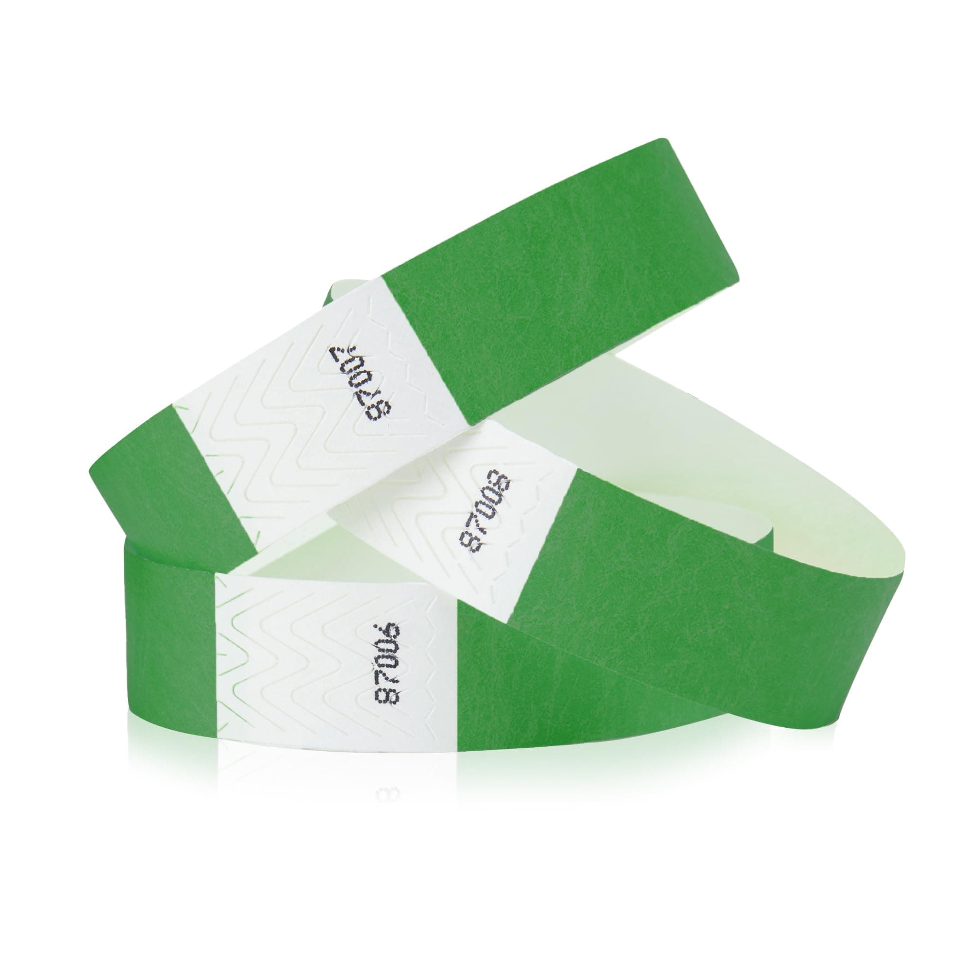 200 WristCo Kelly Green Tyvek Wristbands for Events - Comfortable Tear Resistant Paper Bracelets ID Wrist Bands for Concerts Festivals Admission Party Identification