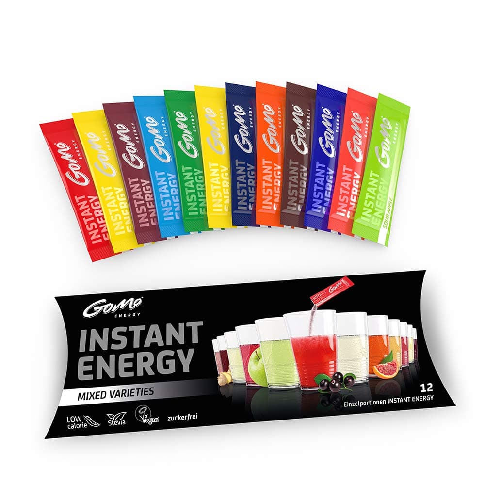 GoMo ENERGY® Variety Mix of Energy, Vitality, Isotonic and Sports Drinks | Improve Alertness, Focus, Health, Mind and Body Performance │ MIXED VARIETIES 12 Single Portions - 12 GoMo Product Variations