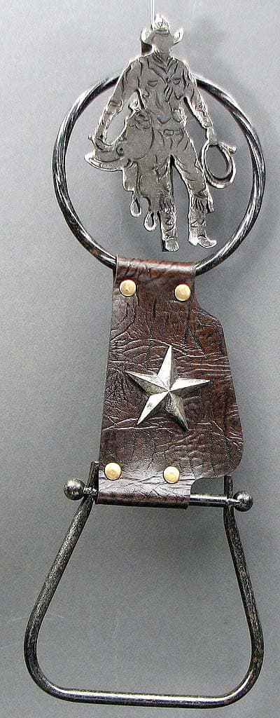 Cowboy Western Stirrup Texas Star Towel Holder Ring Bathroom Kitchen