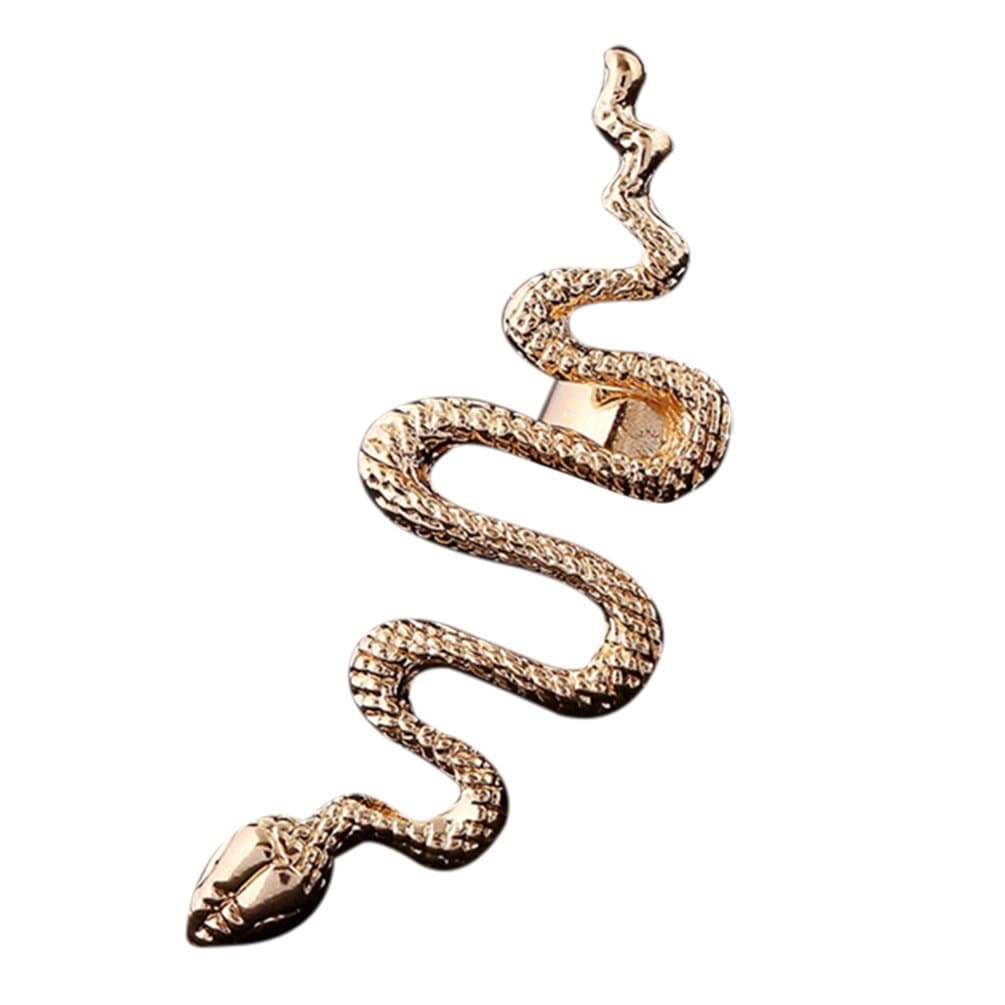 Qtalkie Cool Stylish Retro Vintage Punk Winding Snake Left Ear Cuff Wrap Earring Gold