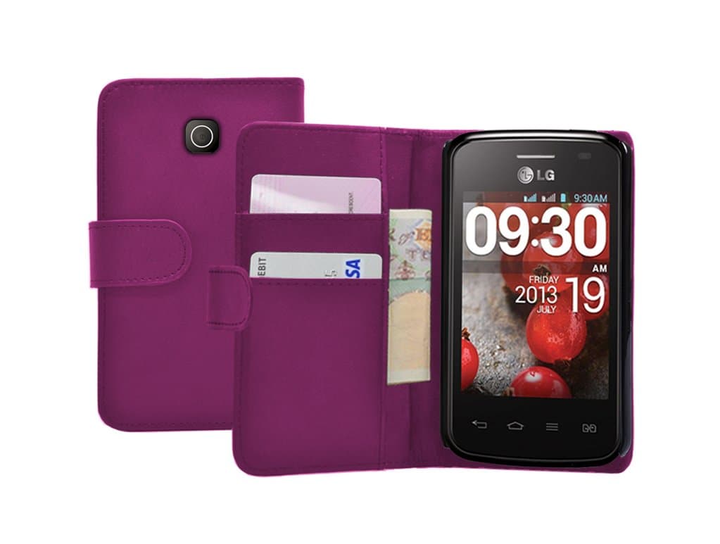 Membrane - Purple Wallet Book-Style Case for LG Optimus L1 II (E410 / E410i) - Flip Phone Cover