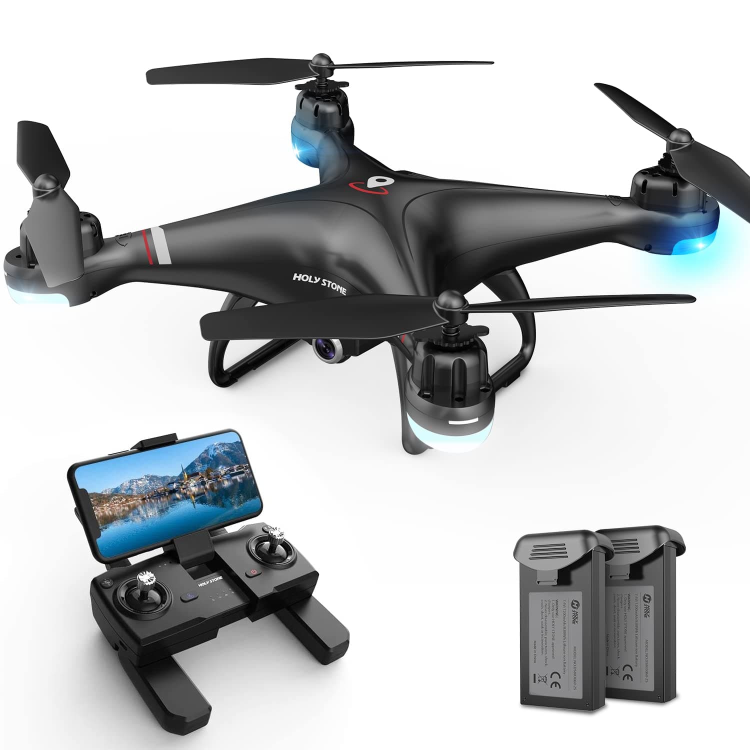 GPS Drone with 1080P HD Camera FPV Live Video for Adults and Kids, Quadcopter HS110G Upgraded Version, 2 Batteries, Altitude Hold, Follow Me and Auto Return, Easy to Use for Beginner