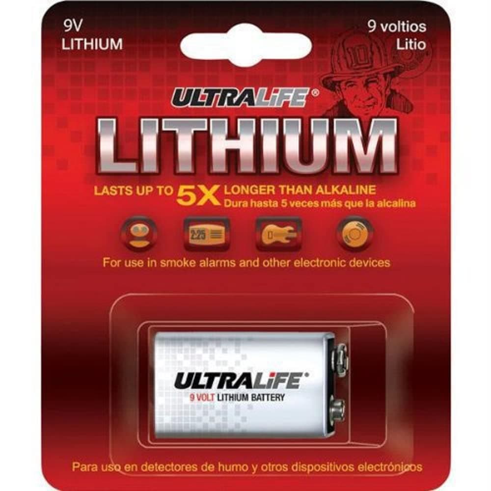 Ultralife Lithium 9 V Lithium 1200 mAh 9 V Rechargeable Battery