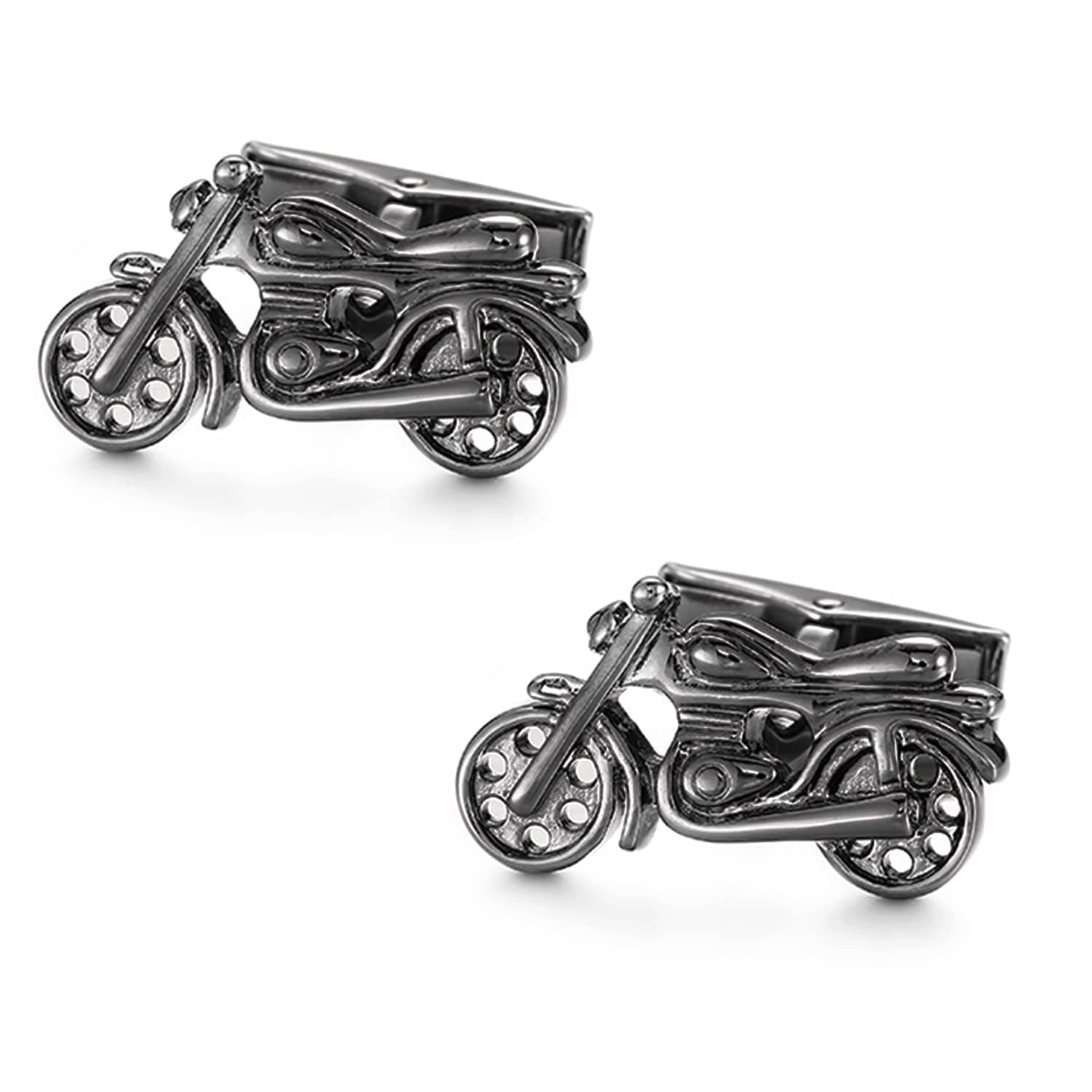Silver Plated Bullet Bike Design Cufflinks Set Stylish Accessories for Men & Boys Wedding Business Gift (PX9CL104)