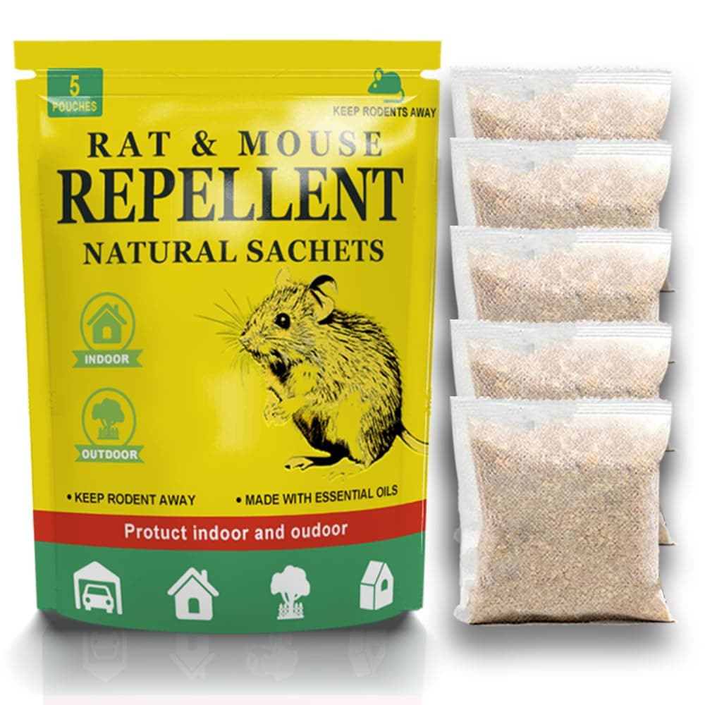 dasWagen 5 Pack Rat & Mouse Repellent, Natural Peppermint Oil Rat Repellent, Control Anti Mice Better Than to Mouse Trap - Rodent Repellent Sachets for Indoor Outdoor