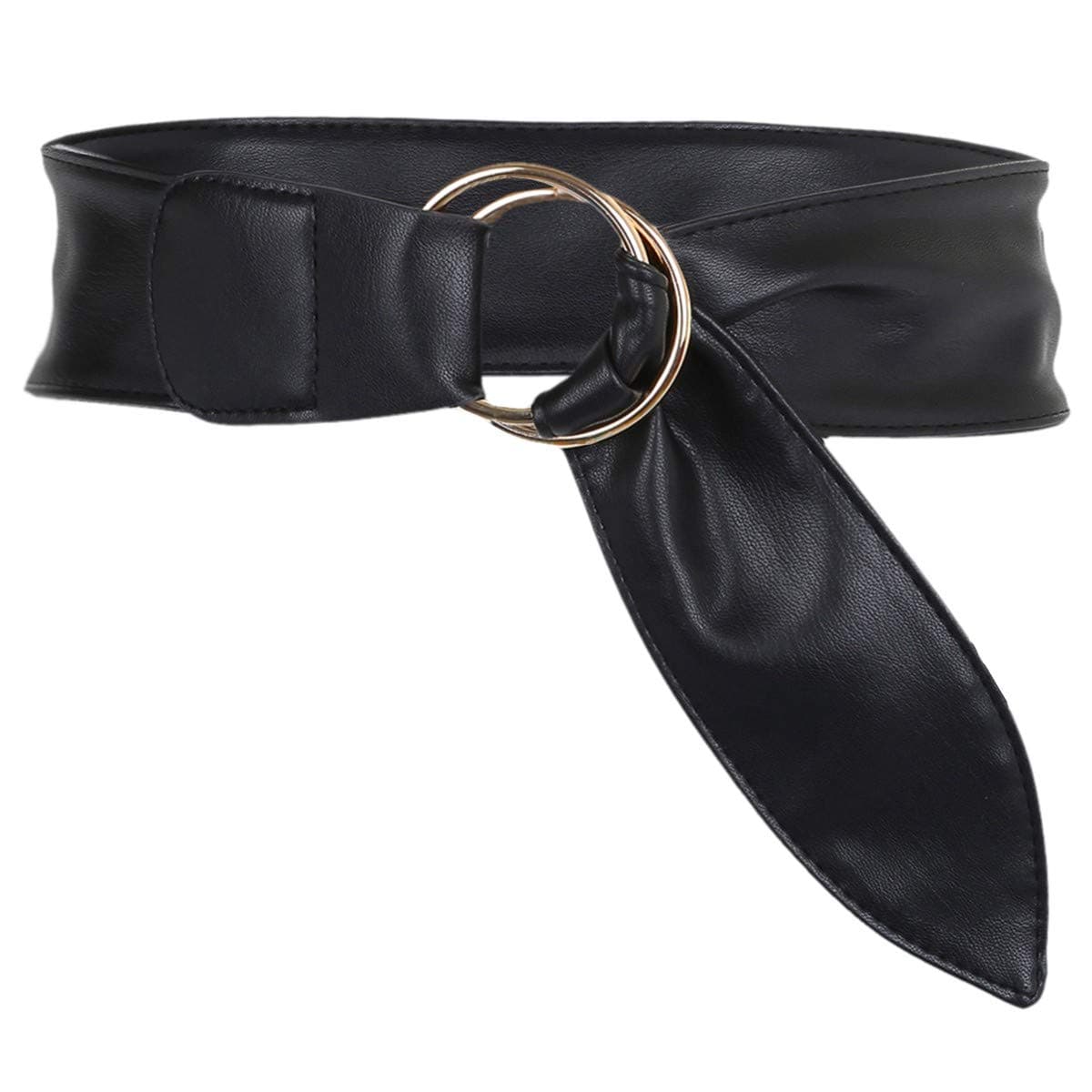 moonsix PU Leather Waist Belts for Women Vintage Casual Chic Dress Belt with Double Golden Round Buckle