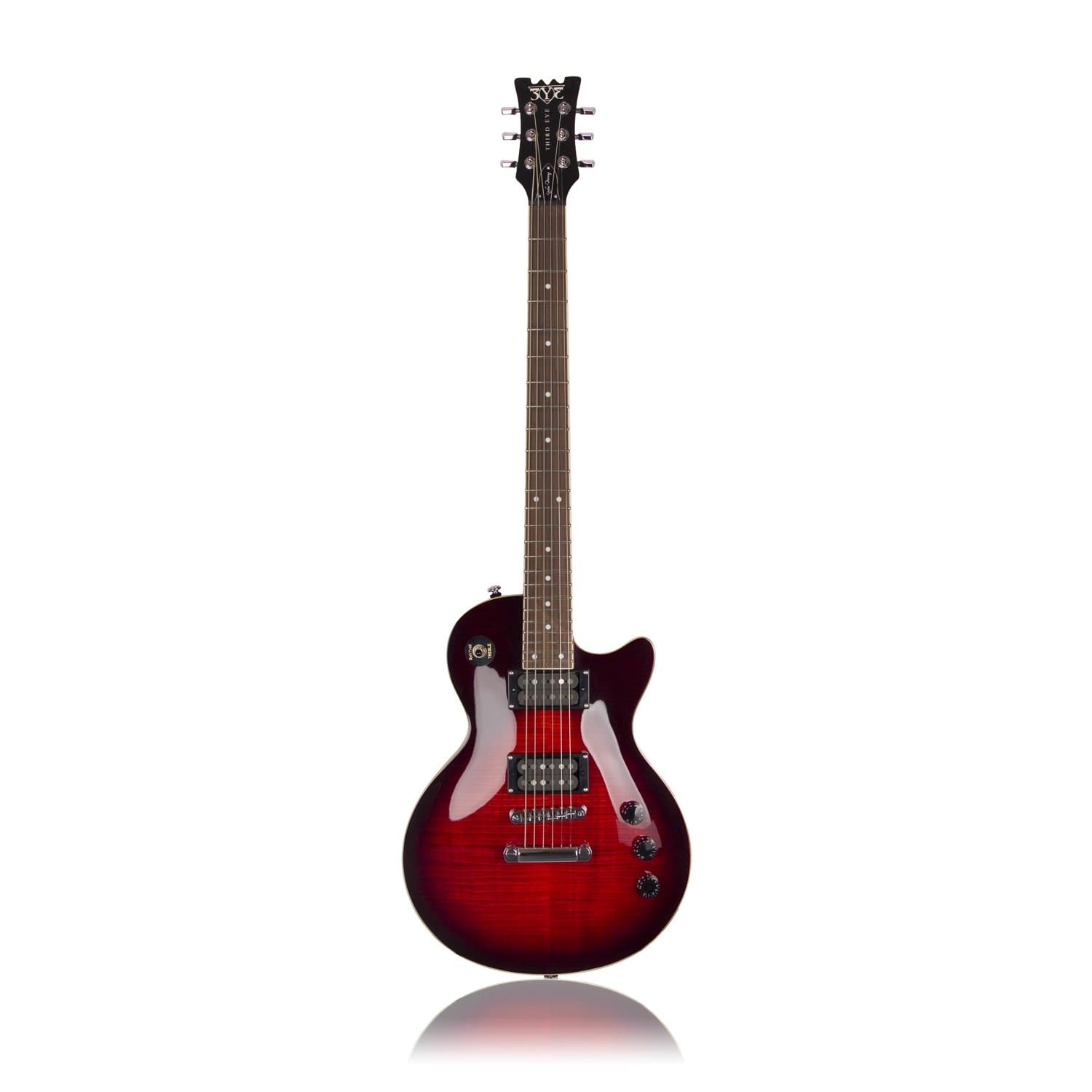 Third Eye Guitars CS Series London's Burning Baritone Solid-Body Electric Guitar, Trans Red