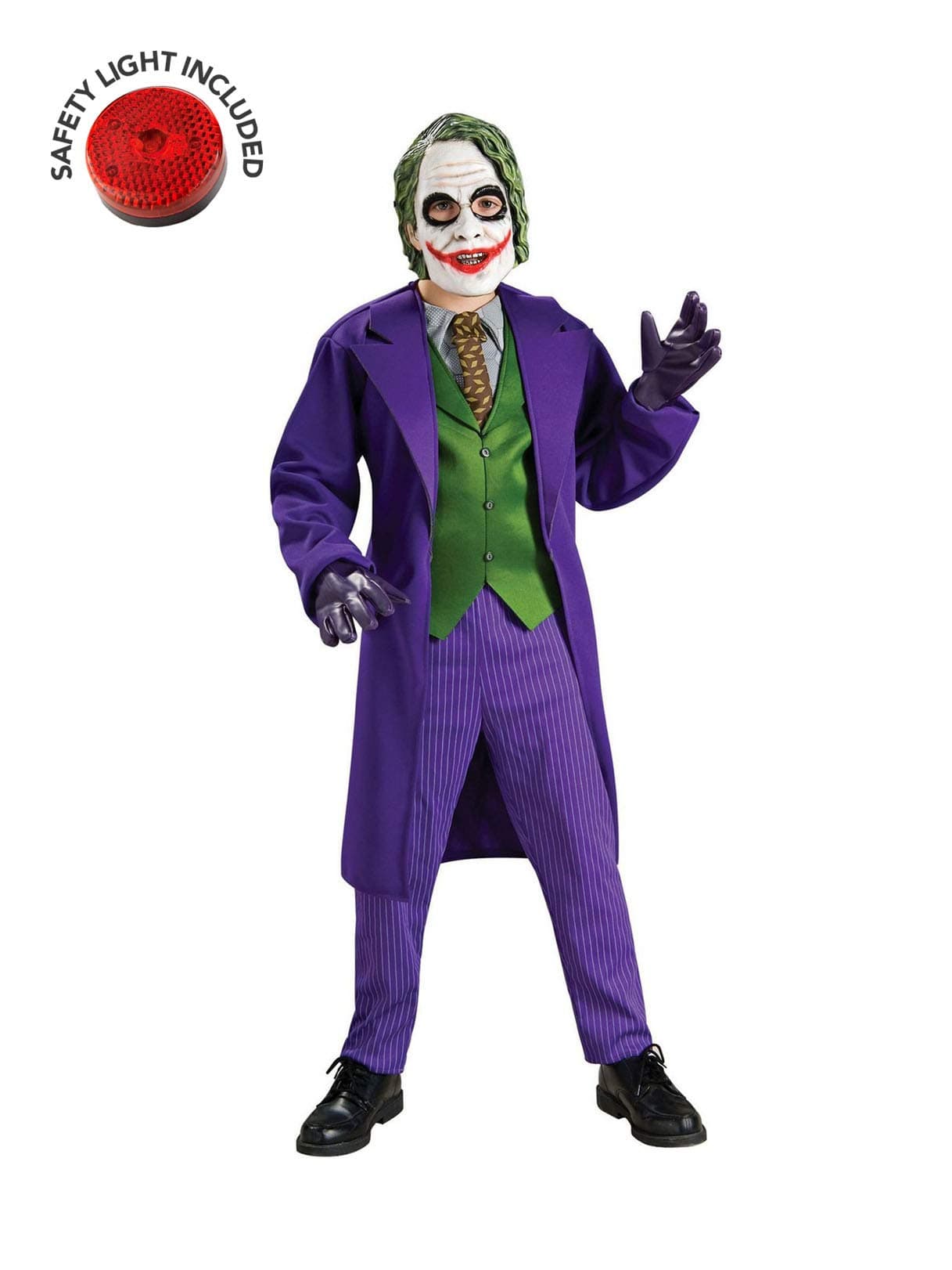 Joker Deluxe Costume Kit With Safety Light - Kids XL